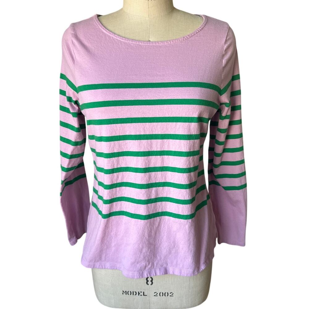 Boden Striped Shirt in Pink and Green 10% Cotton Size 10